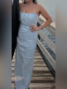 Rachel Gilbert Sienna Strapless Gown in Ice Blue